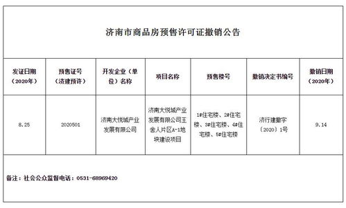 濟南大悅城產業(yè)發(fā)展被撤銷商品房預售許可證